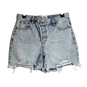 FashionNova Crossover High Rise, Light Wash Jean Shorts, Size 7